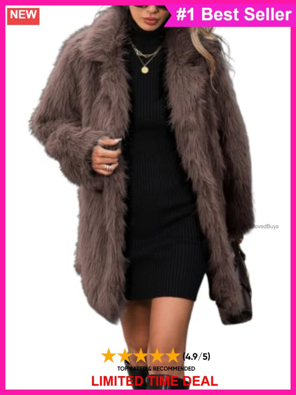 Faux Fur Long Coat Button Down Fleece Jacket